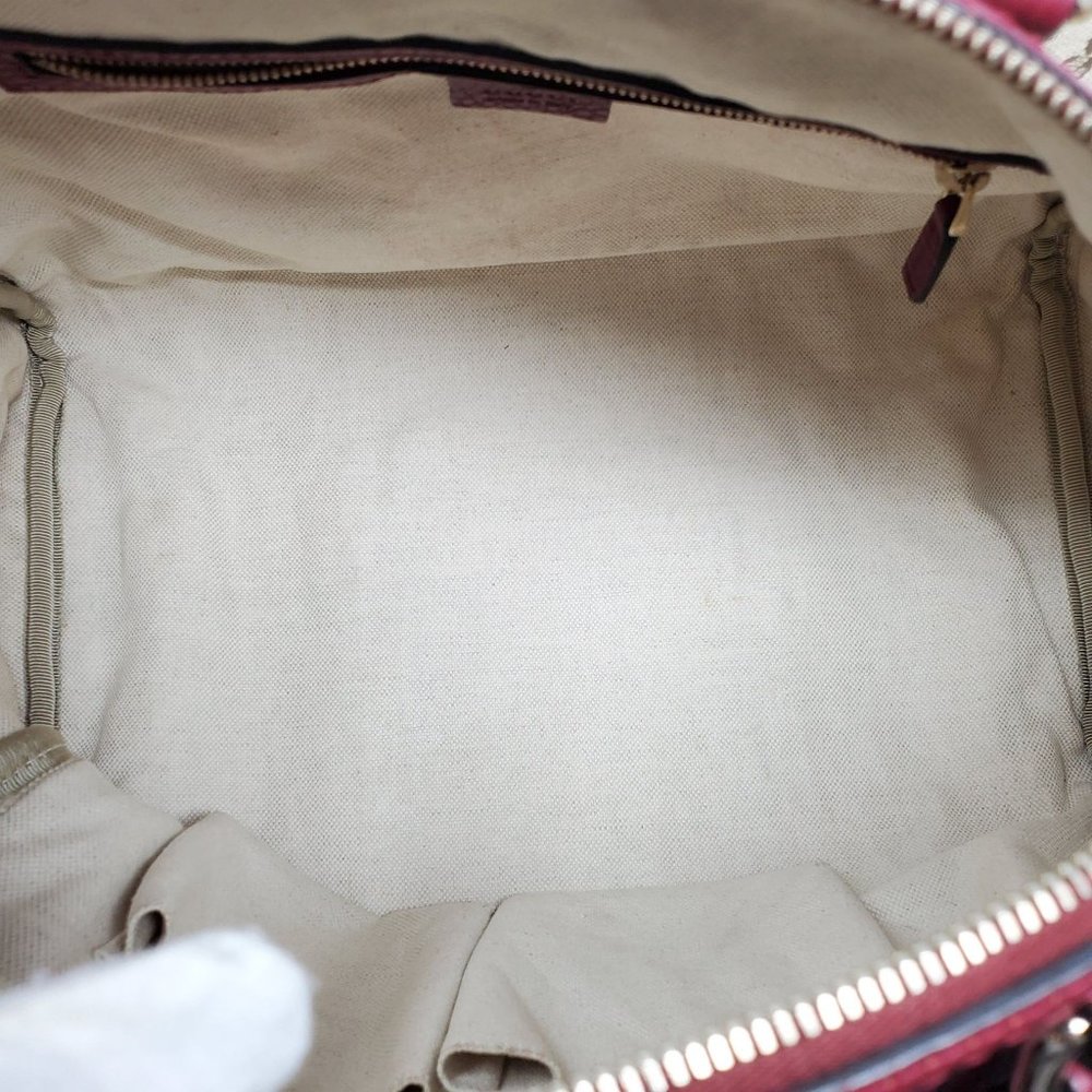 100% Auth Gucci Canvas Vintage Boston Satchel Bag - Picture 13 of 15